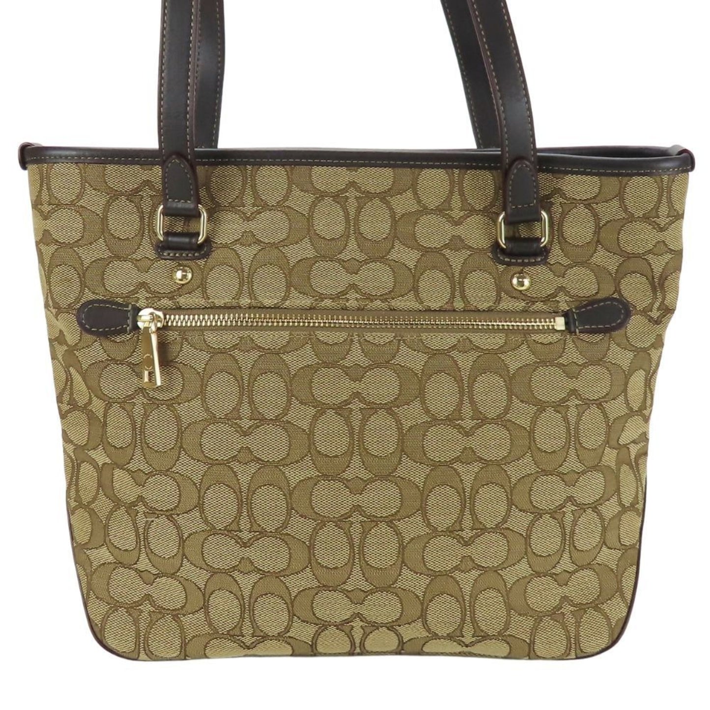 Coach Beige Brown Canvas Leather Tote Bag (Pre-Owned)