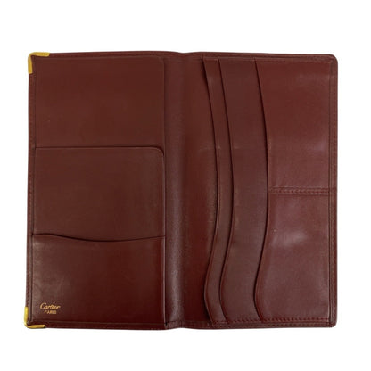 Cartier Wine Red Leather Long Wallet (Bi-Fold) (Pre-Owned)