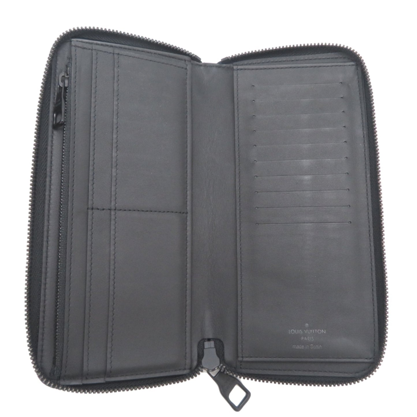 Louis Vuitton Black Leather Long Wallet (Bi-Fold) (Pre-Owned)