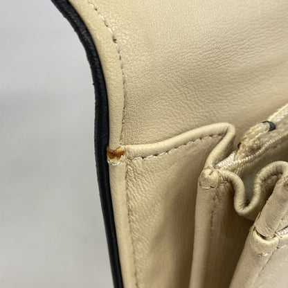 Chanel Beige Black Leather Long Wallet (Bi-Fold) (Pre-Owned)