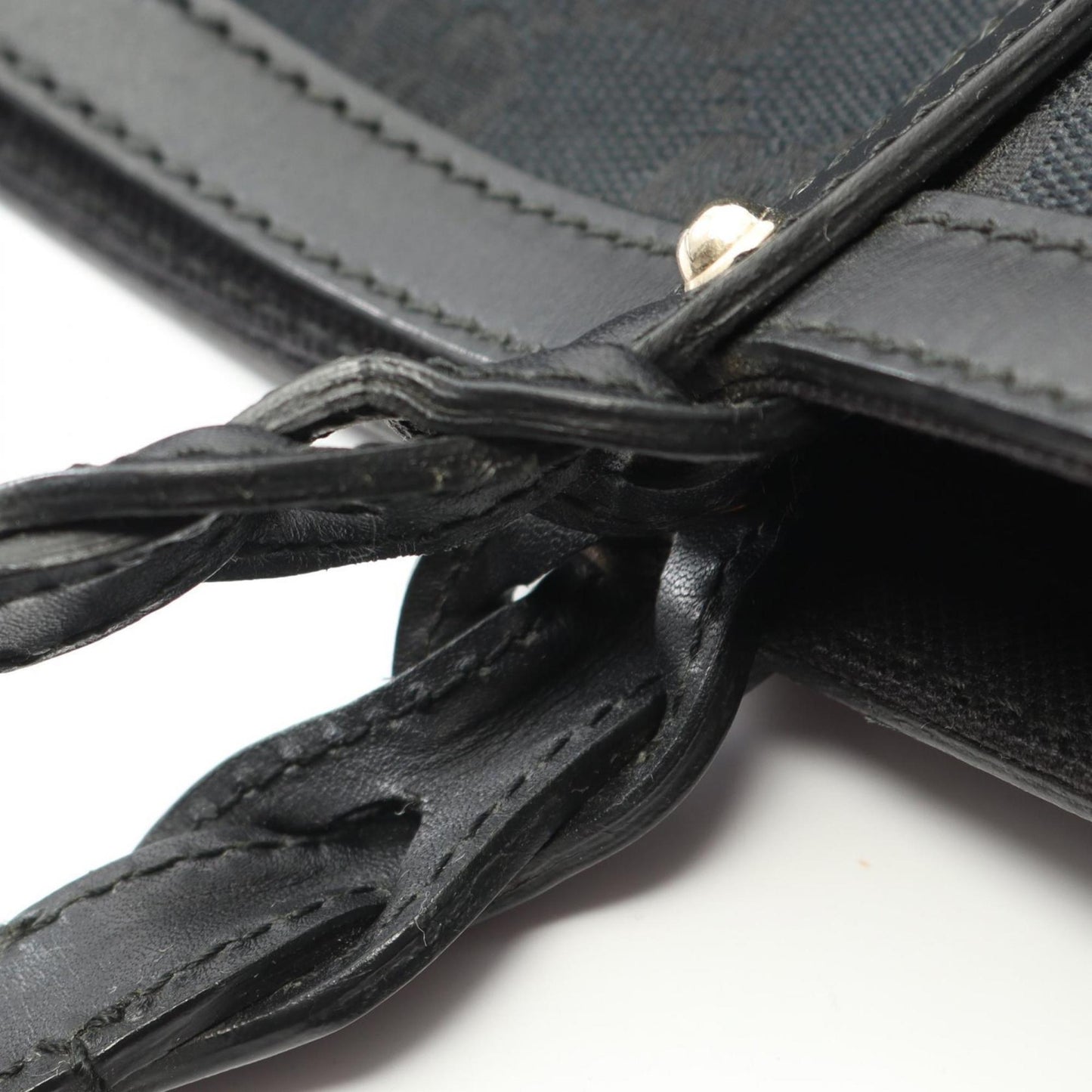 Gucci Black Canvas Leather Tote Bag (Pre-Owned)