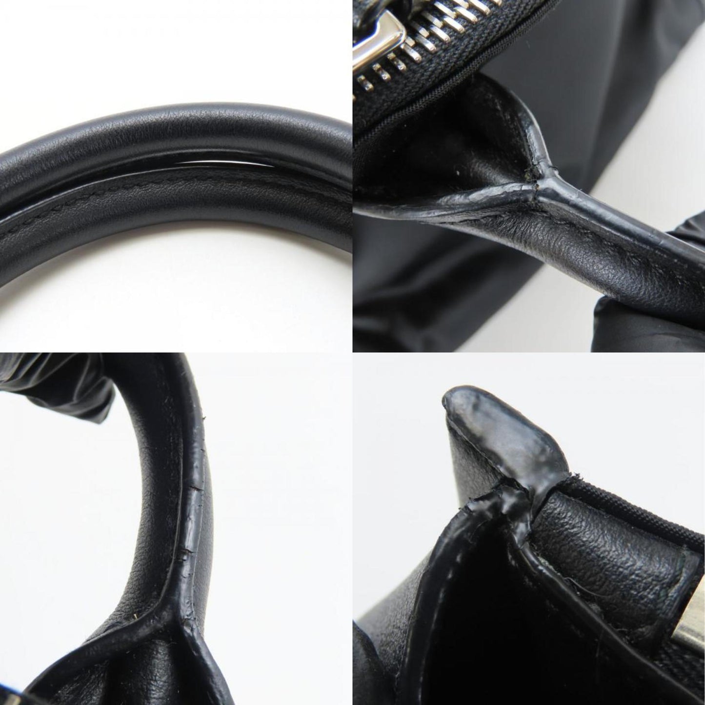 Prada Black Nylon Leather Tote Bag (Pre-Owned)