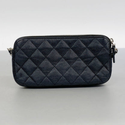 Chanel Black Grained Calfskin Chain/Shoulder Wallet (Pre-Owned)