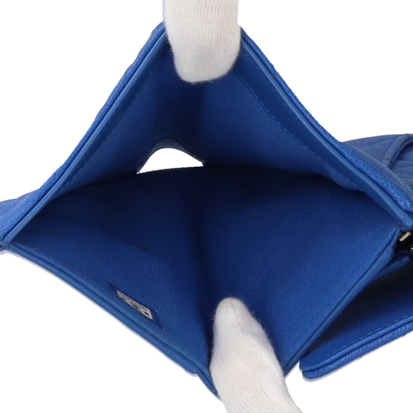 Chanel Matelasse Blue Grained Calfskin Wallet (Tri-Fold) (Pre-Owned)