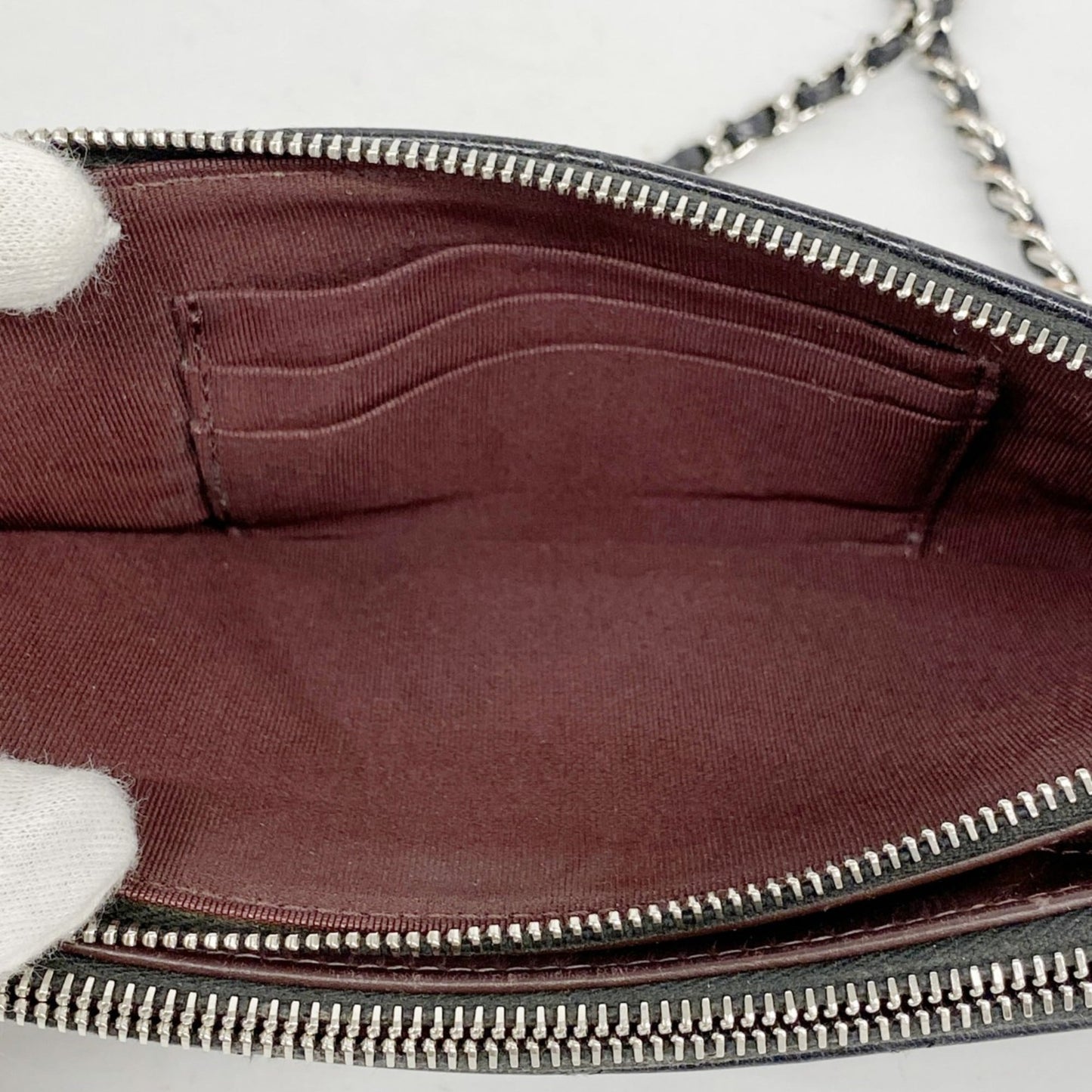 Chanel Black Grained Calfskin Chain/Shoulder Wallet (Pre-Owned)