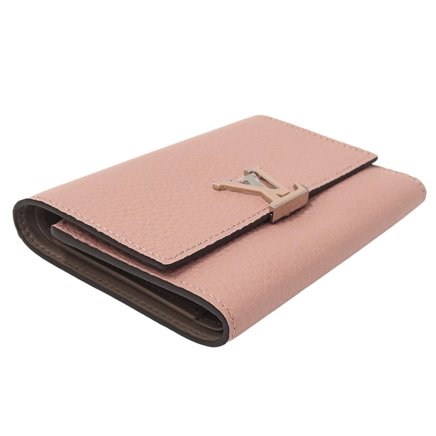Louis Vuitton Magnolia Pink Leather Middle Wallet (Tri-Fold) (Pre-Owned)
