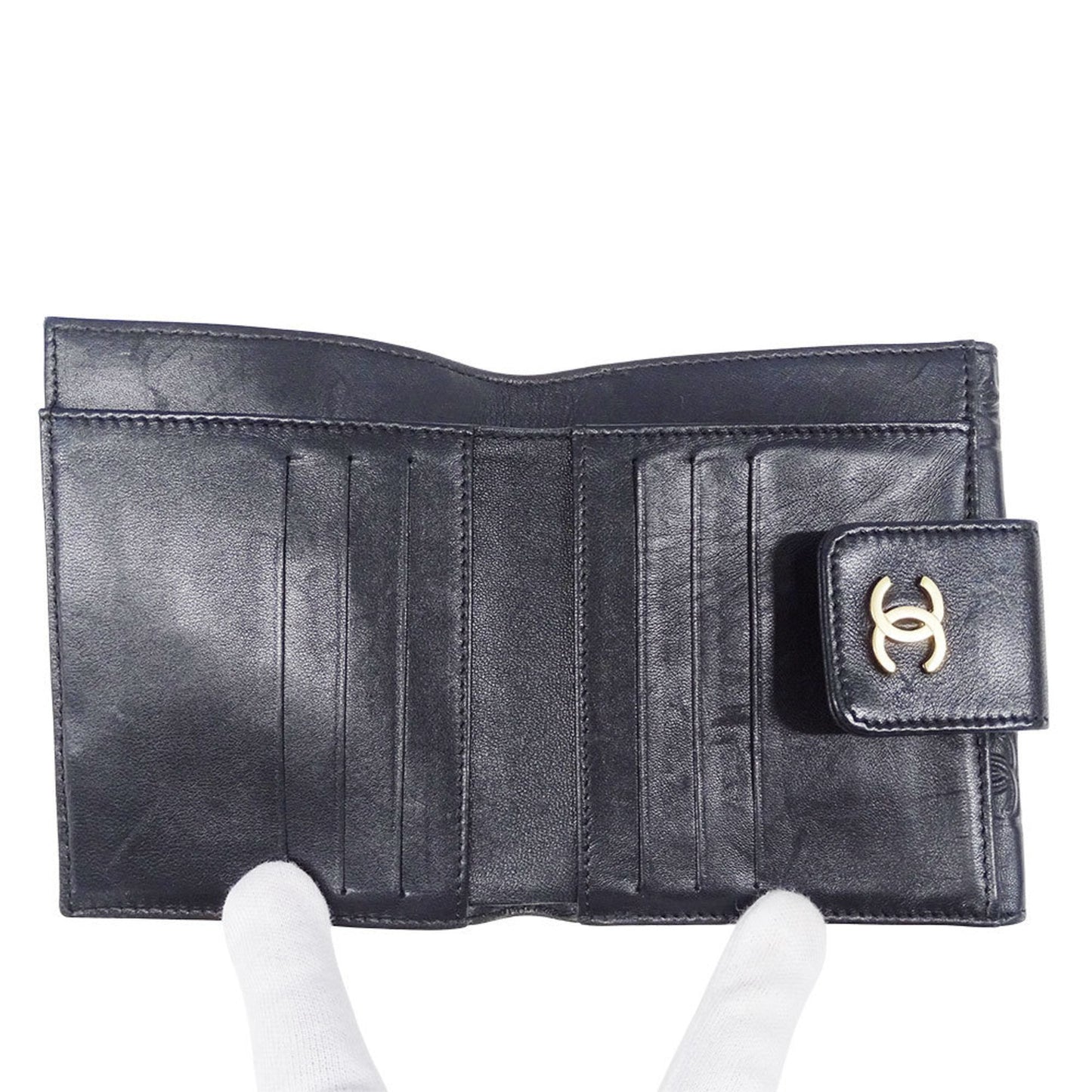 Chanel Black Leather Wallet (Bi-Fold) (Pre-Owned)