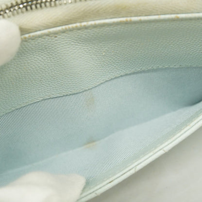 Chanel Light Blue Grained Calfskin Long Wallet (Bi-Fold) (Pre-Owned)