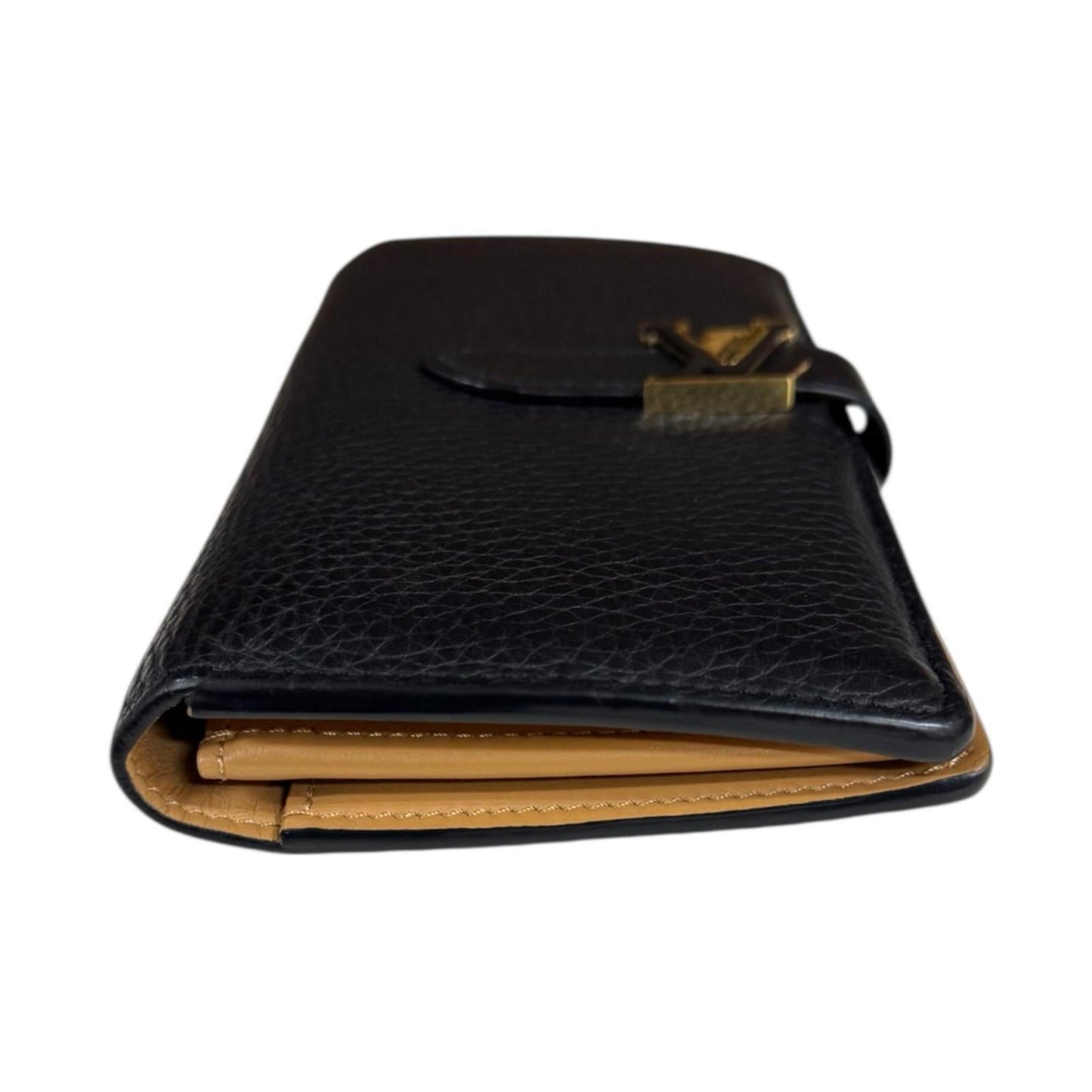 Louis Vuitton Black Noir Leather Long Wallet (Tri-Fold) (Pre-Owned)