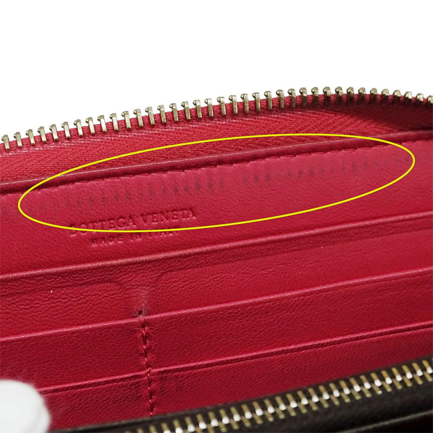 Bottega Veneta Red Color Intrecciato Long Wallet (Bi-Fold) (Pre-Owned)