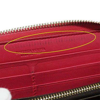 Bottega Veneta Red Color Intrecciato Long Wallet (Bi-Fold) (Pre-Owned)