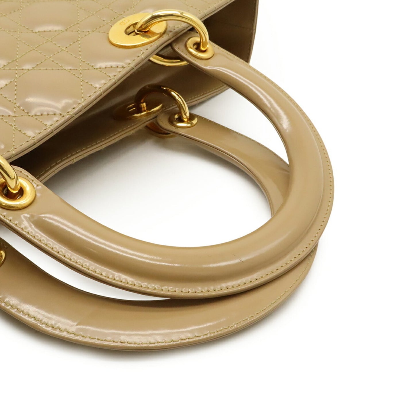 Christian Dior Lady Dior Beige Leather Handbag Tote Bag (Pre-Owned)