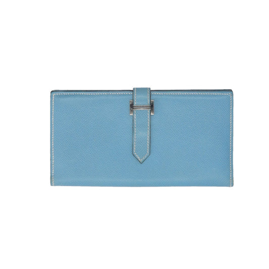 Hermes Blue Jean Epsom Leather Long Wallet (Bi-Fold) (Pre-Owned)
