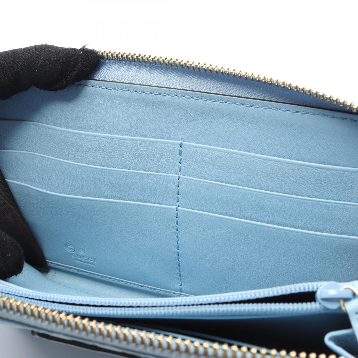 Gucci Blue Leather Long Wallet (Bi-Fold) (Pre-Owned)