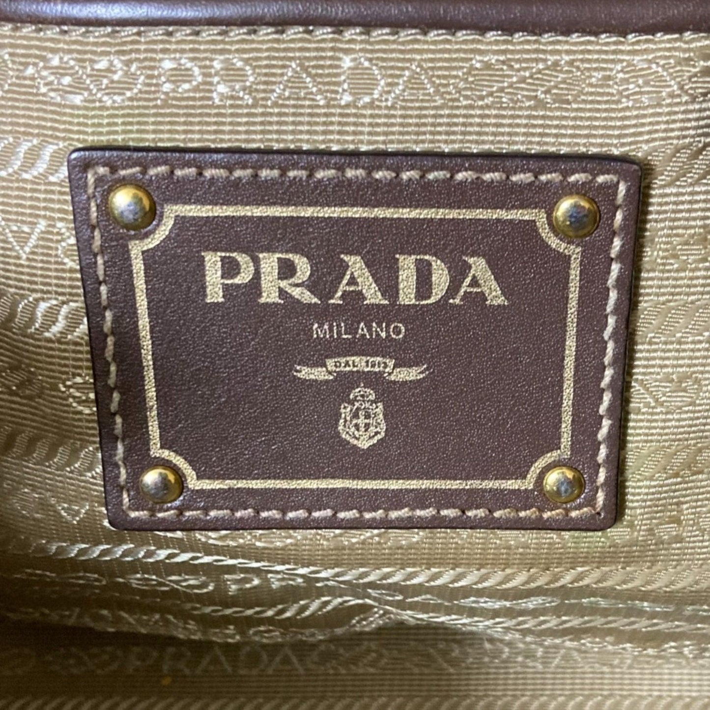 Prada Khaki Brown Handbag Tote Bag (Pre-Owned)