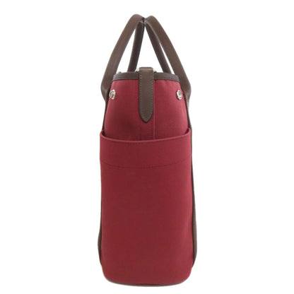 Hermes Bordeaux Brown Canvas Tote Bag (Pre-Owned)