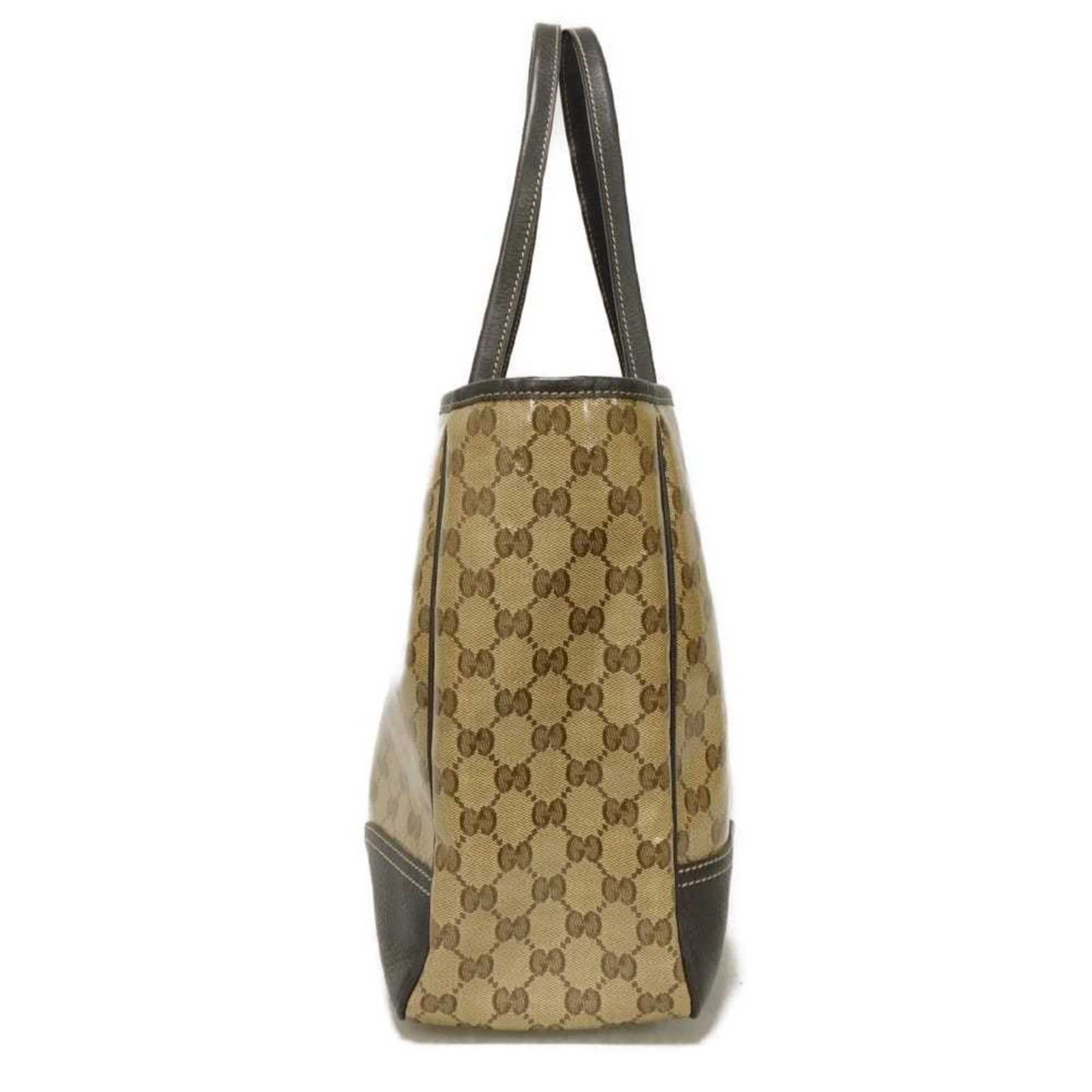 Gucci Beige Brown Gg Crystal Canvas Vinyl Coated Canvas Shoulder Bag Tote Bag (Pre-Owned)