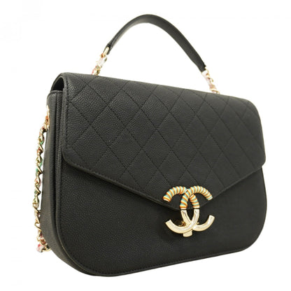 Chanel Black Grained Calfskin Handbag (Pre-Owned)