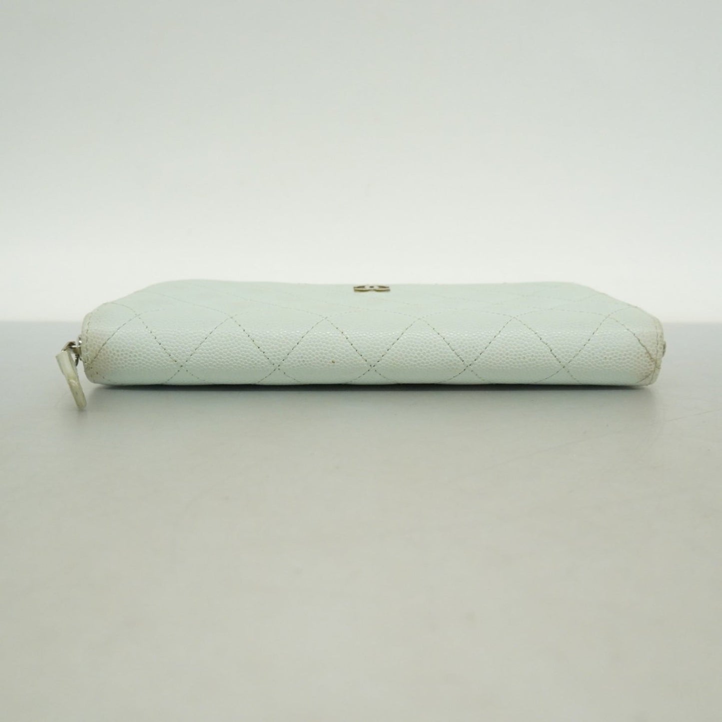 Chanel Light Blue Grained Calfskin Long Wallet (Bi-Fold) (Pre-Owned)