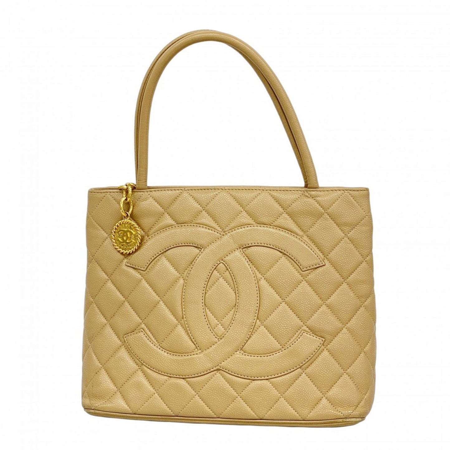 Chanel Beige Grained Calfskin Tote Bag (Pre-Owned)