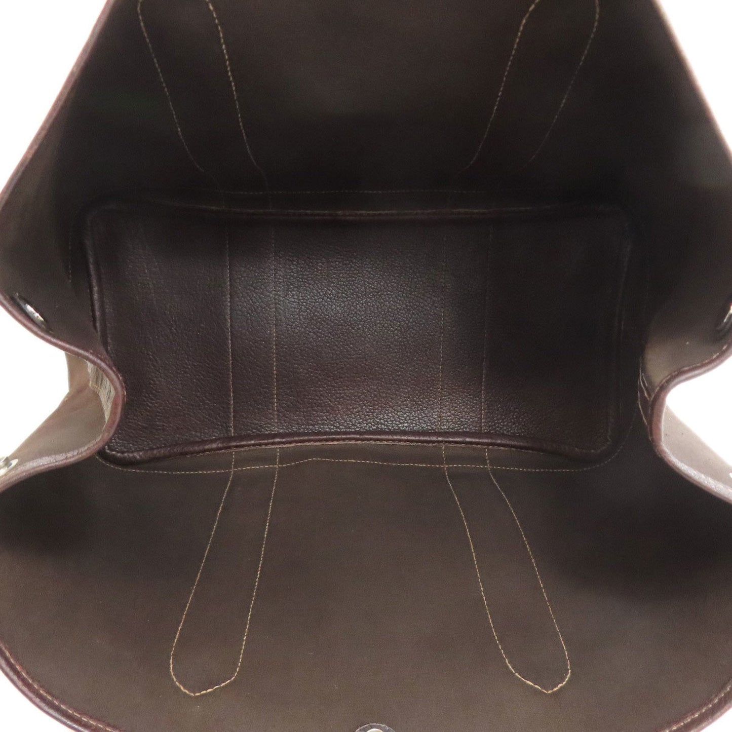 Hermes Garden Brown Toile Officier Tote Bag (Pre-Owned)