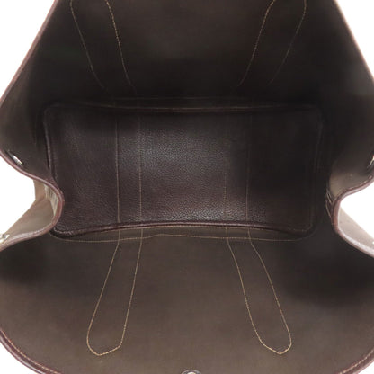 Hermes Garden Brown Toile Officier Tote Bag (Pre-Owned)