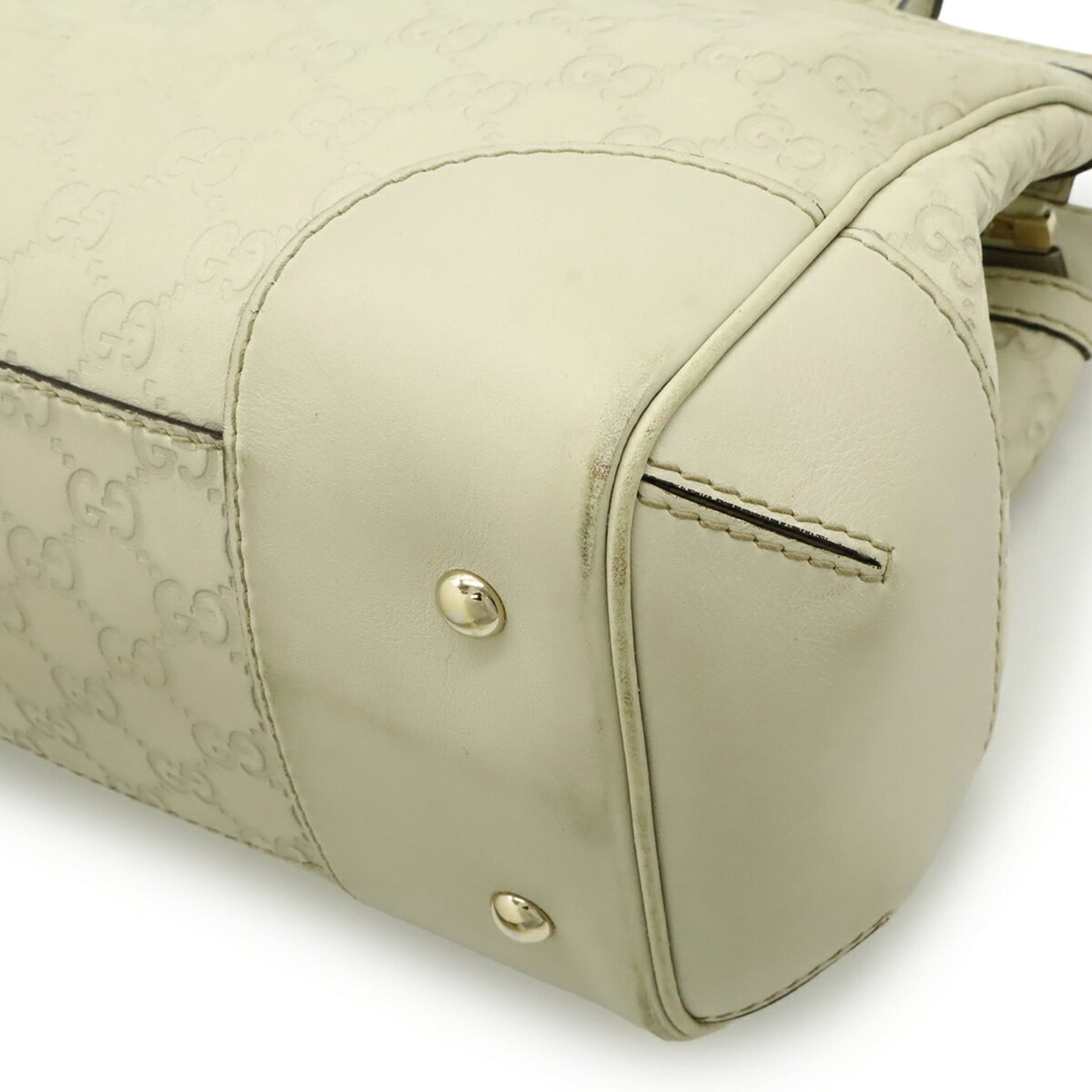 Gucci Ivory Leather Handbag Shoulder Bag Tote Bag (Pre-Owned)