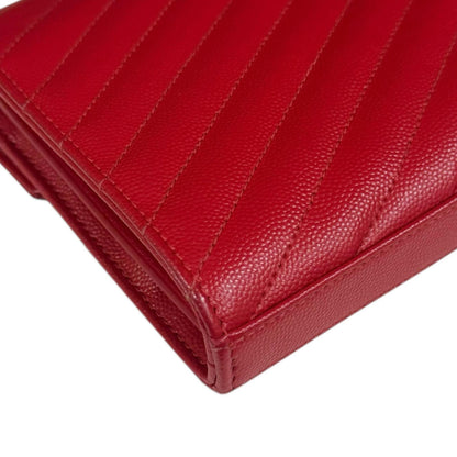 Saint Laurent Red Color Leather Chain/Shoulder Wallet (Pre-Owned)