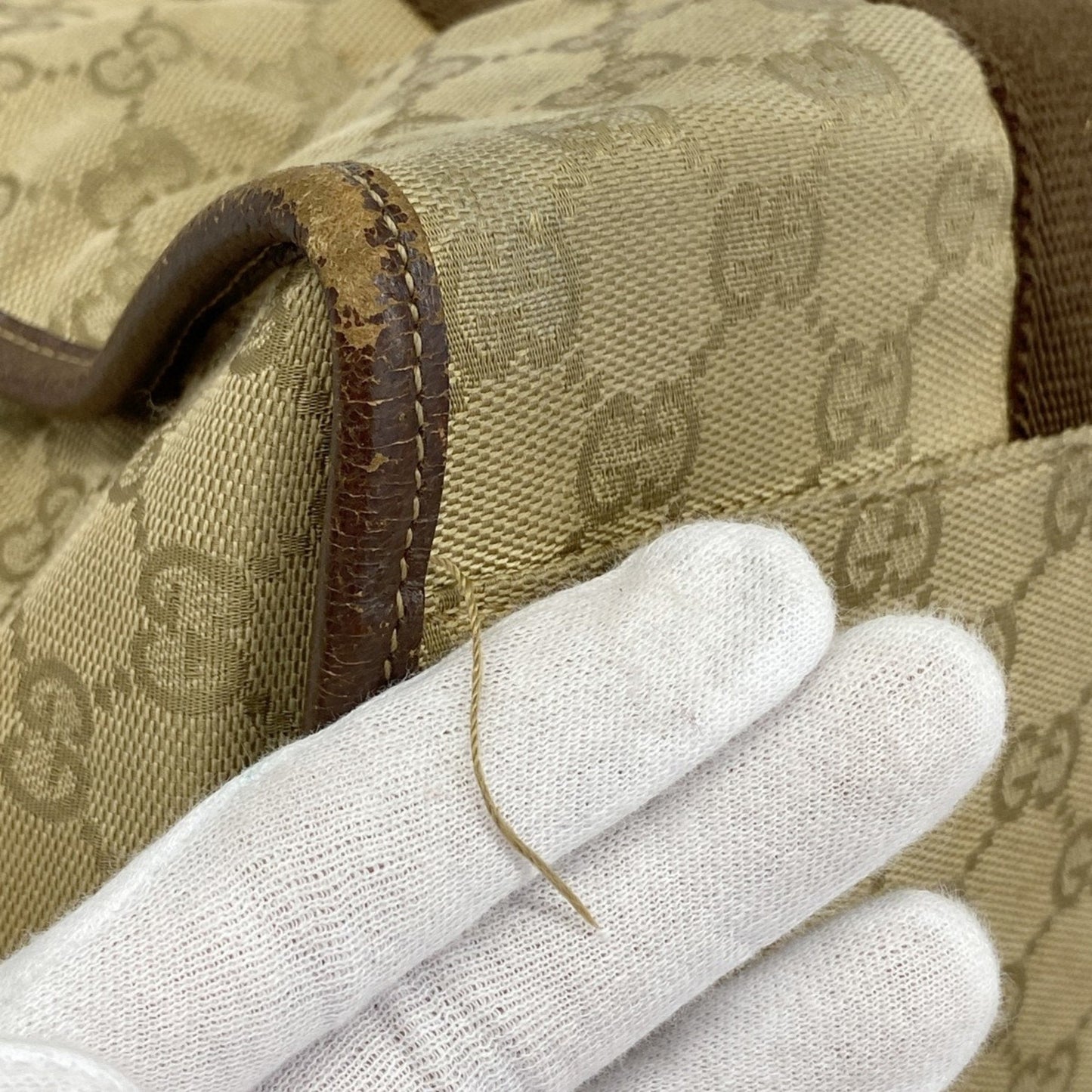 Gucci Beige Brown Canvas Tote Bag (Pre-Owned)