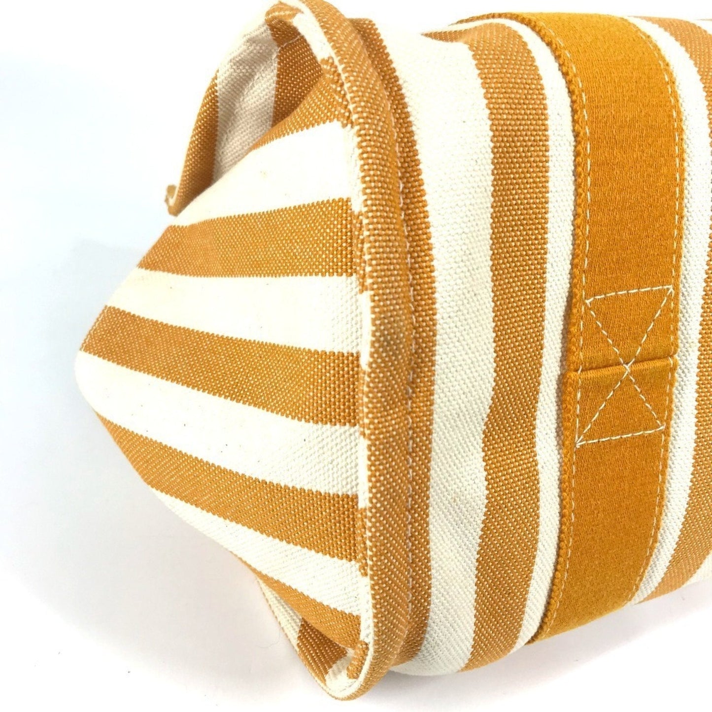 Hermes White Yellow Canvas Handbag Tote Bag (Pre-Owned)