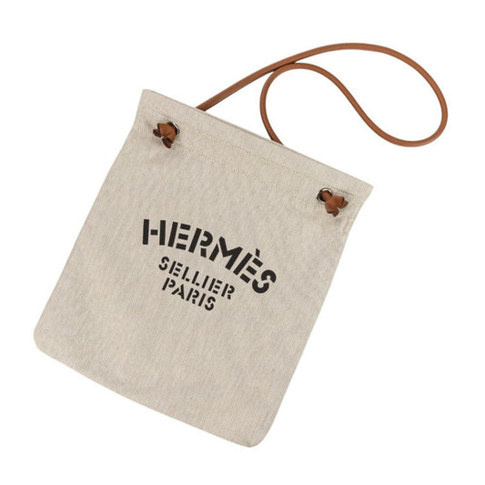 Hermes Brown Ivory Toile Chevron Shoulder Bag (Pre-Owned)