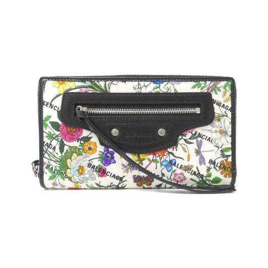 Gucci Black White Canvas Leather Long Wallet (Bi-Fold) (Pre-Owned)