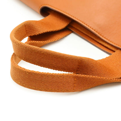 Hermes Orange Toile Chevron Leather Handbag Pouch Tote Bag (Pre-Owned)