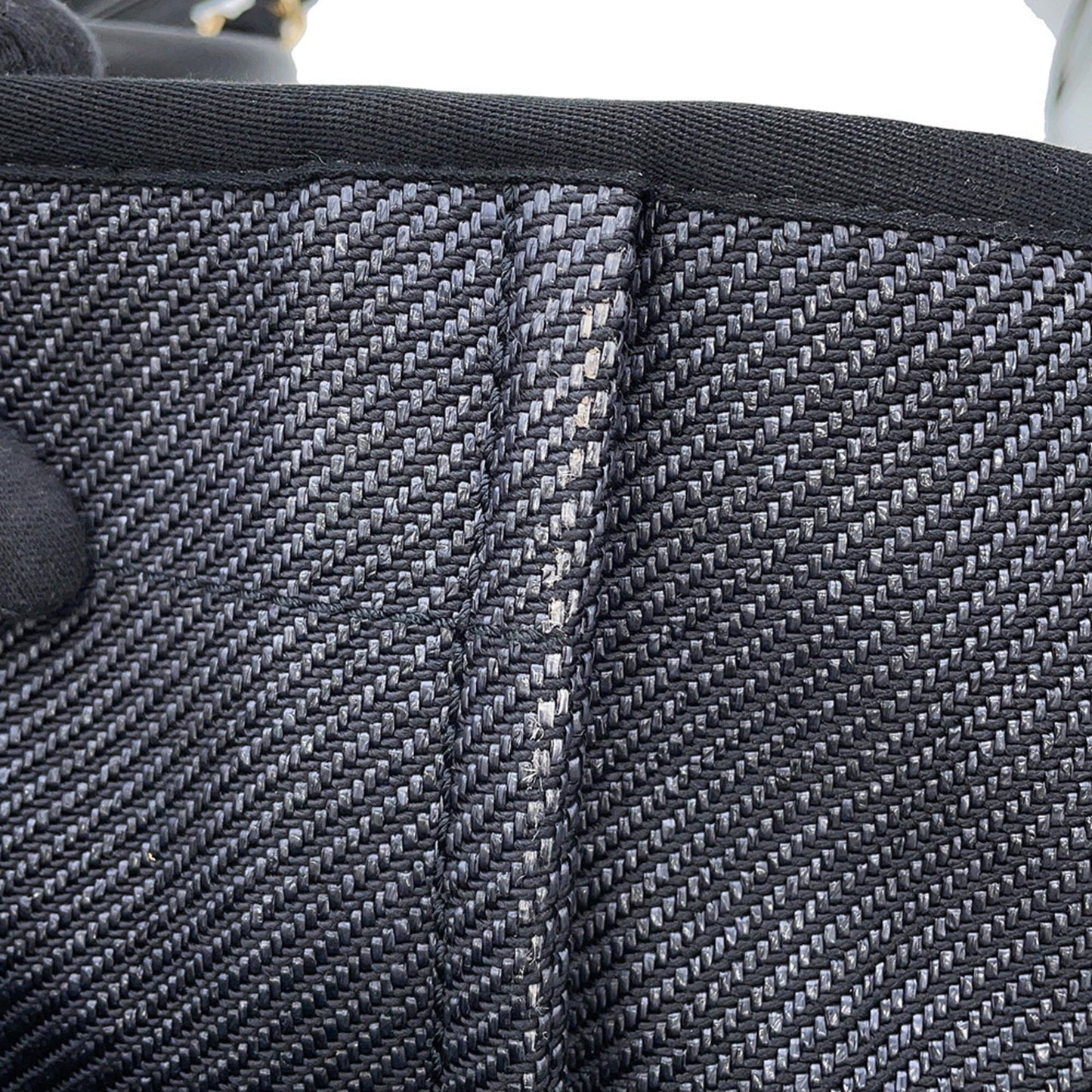 Chanel Navy Black Raffia Leather Shopping Bag Tote Bag (Pre-Owned)