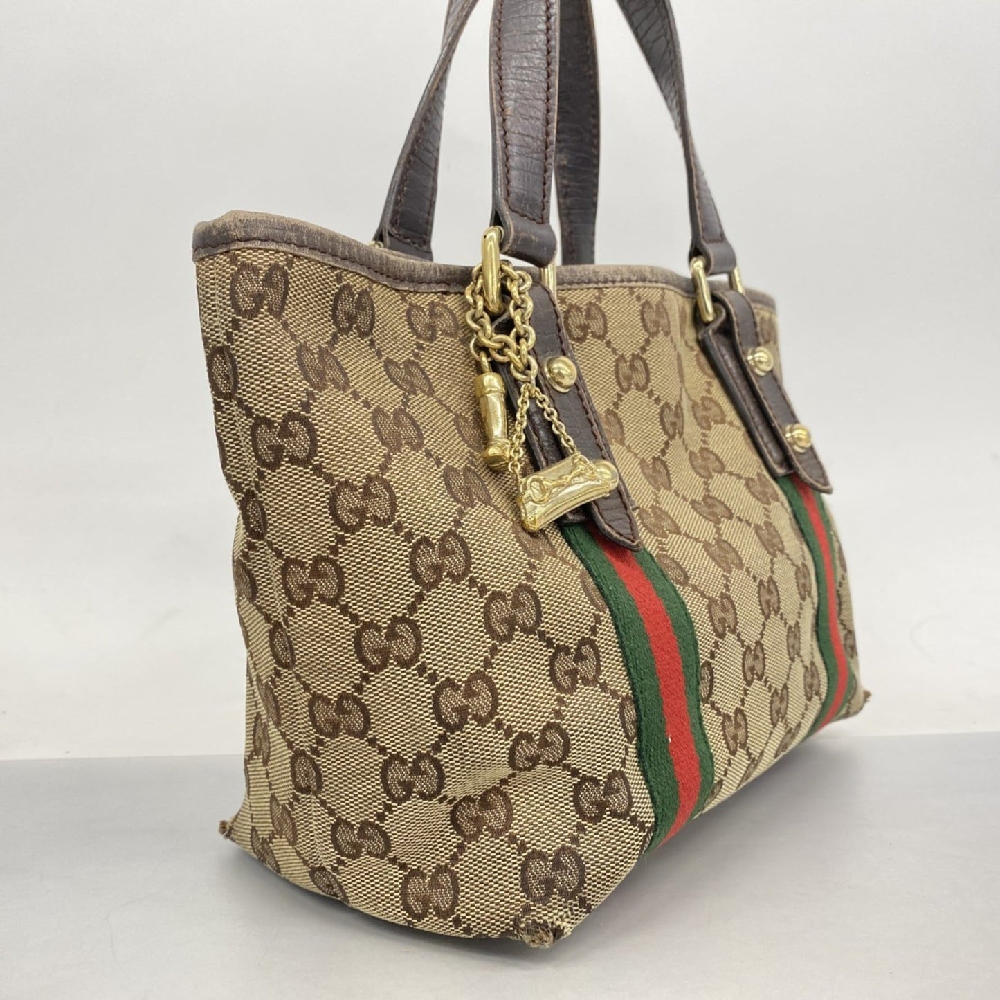 Gucci Brown Canvas Handbag (Pre-Owned)