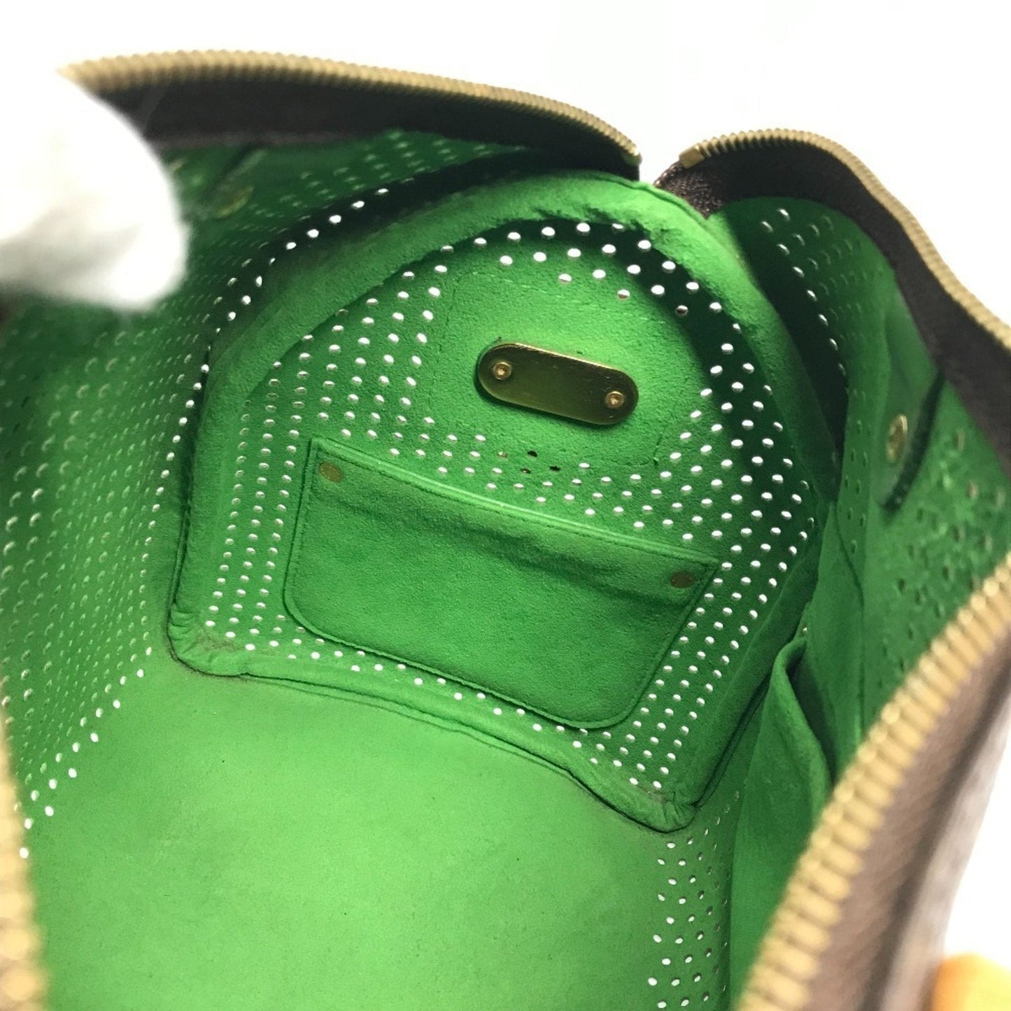 Louis Vuitton Brown Green Monogram Monogram Perforated Boston Bag Handbag Tote Bag (Pre-Owned)