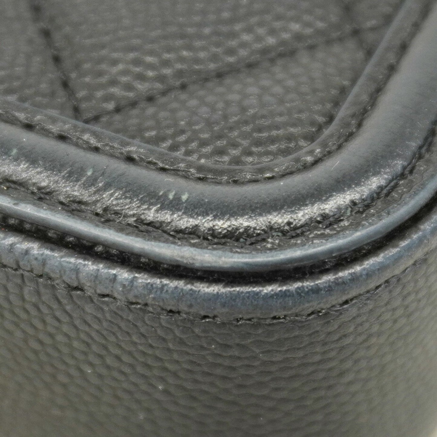 Chanel Black Grained Calfskin Chain/Shoulder Wallet (Pre-Owned)