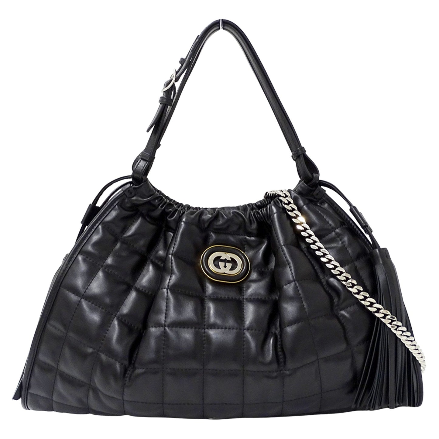 Gucci Black Leather Shoulder Bag Tote Bag (Pre-Owned)