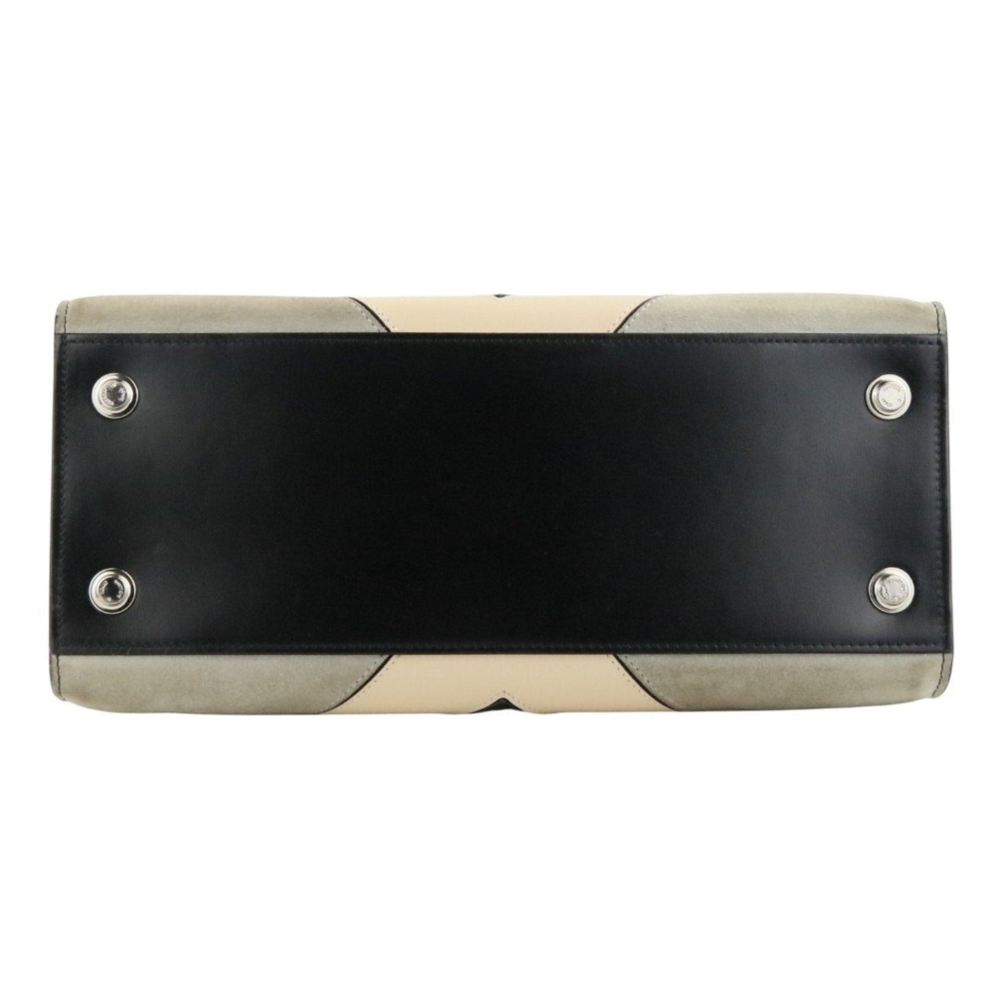 Louis Vuitton Black Gray Ivory Leather Suede Handbag Tote Bag (Pre-Owned)