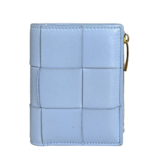Bottega Veneta Intrecciato Blue Leather Wallet (Bi-Fold) (Pre-Owned)