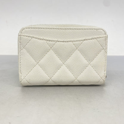 Chanel White Grained Calfskin Coin Purse/Coin Case (Pre-Owned)