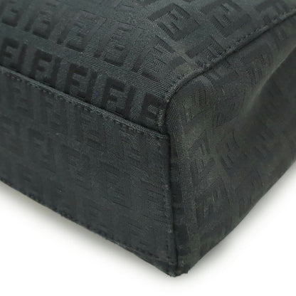 Fendi Black Canvas Leather Handbag Tote Bag (Pre-Owned)