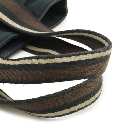 Hermes Beige Black Brown Canvas Leather Handbag Tote Bag (Pre-Owned)