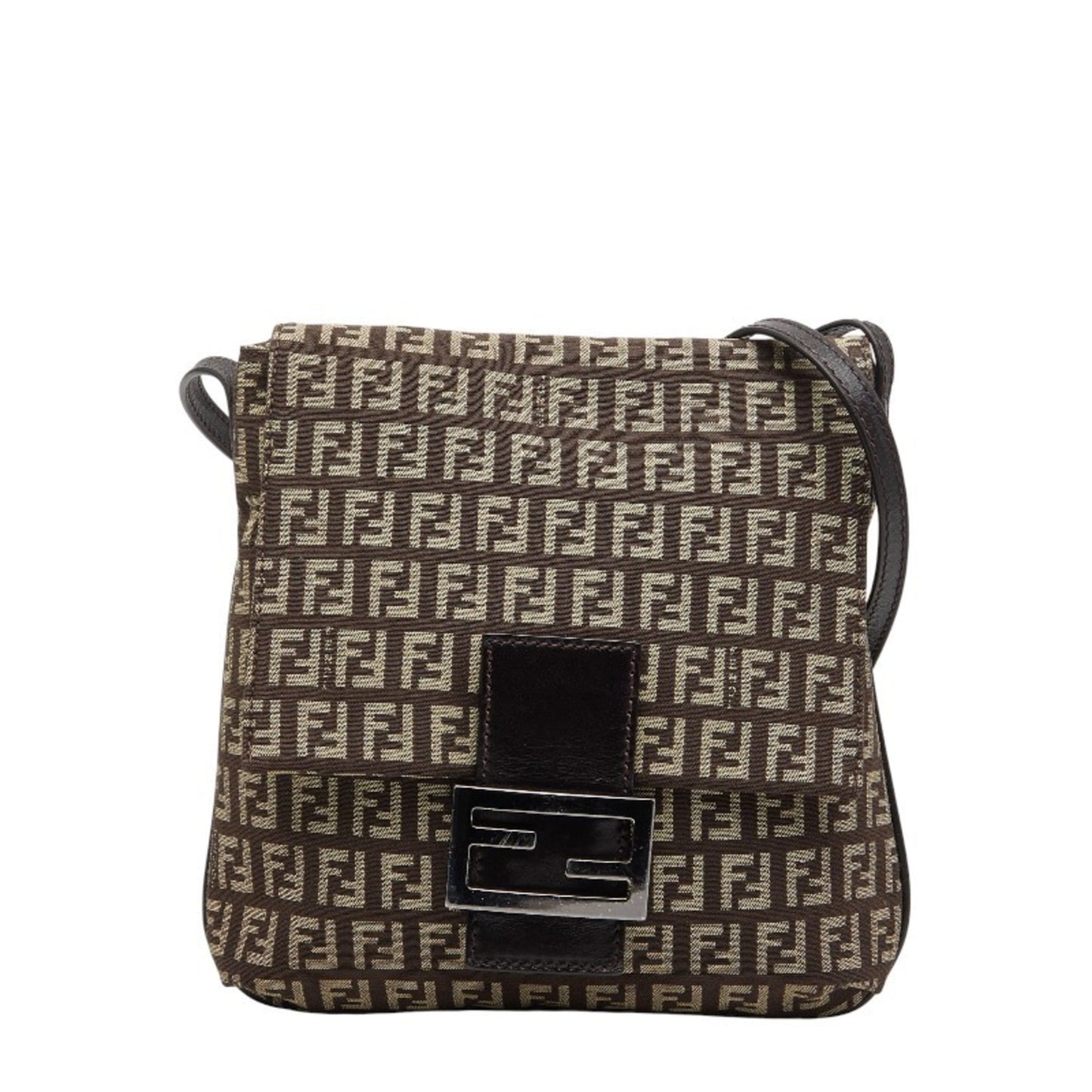 Fendi Brown Canvas Leather Shoulder Bag (Pre-Owned)