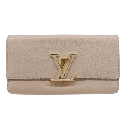 Louis Vuitton Beige Leather Long Wallet (Bi-Fold) (Pre-Owned)