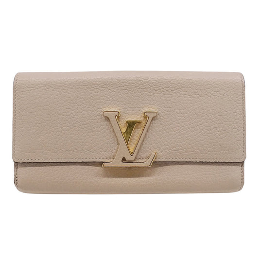 Louis Vuitton Beige Leather Long Wallet (Bi-Fold) (Pre-Owned)