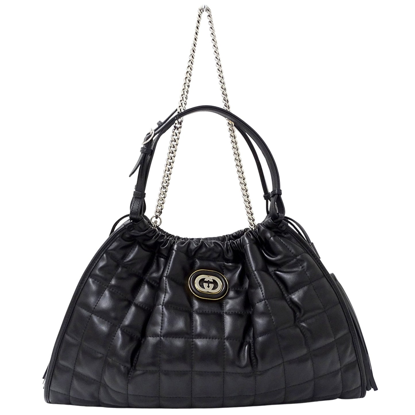 Gucci Black Leather Shoulder Bag Tote Bag (Pre-Owned)