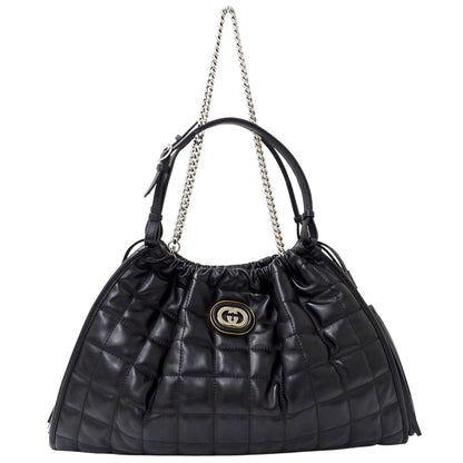 Gucci Black Leather Shoulder Bag Tote Bag (Pre-Owned)