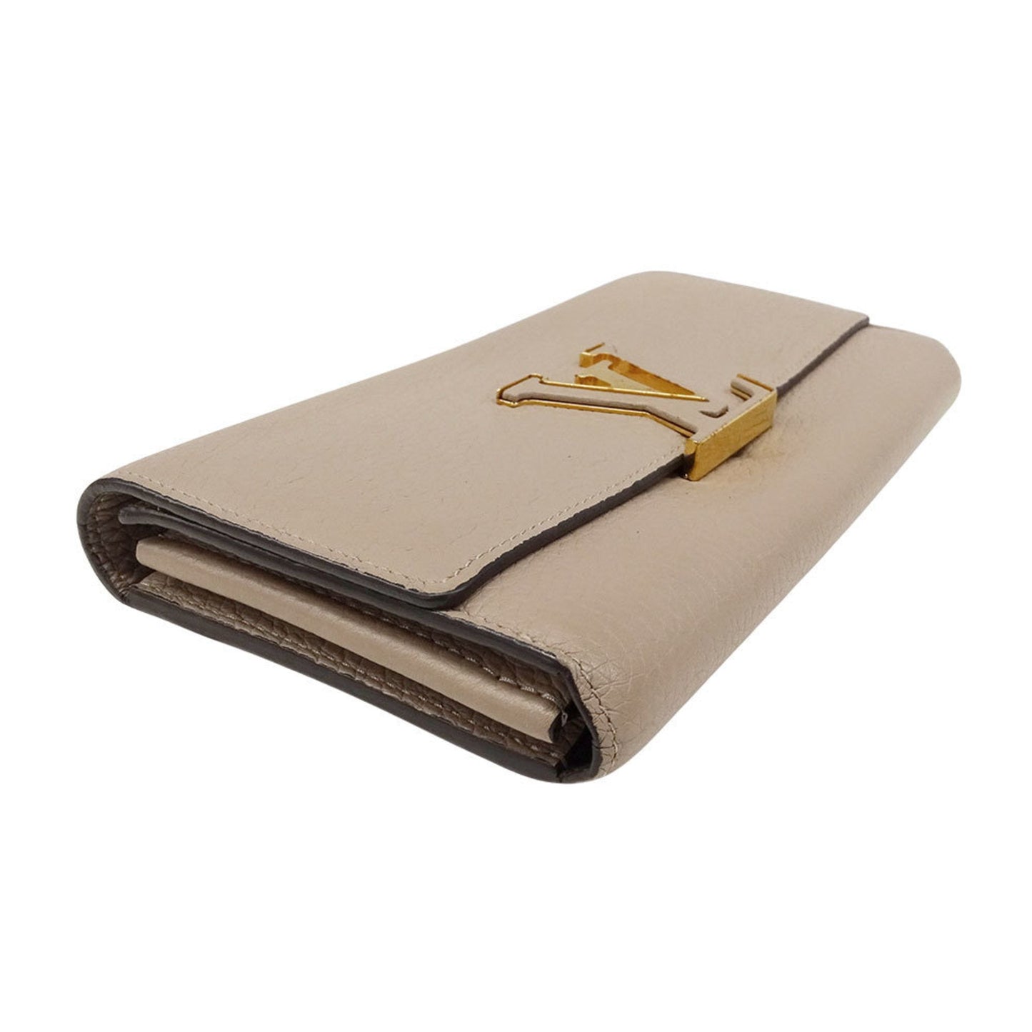 Louis Vuitton Beige Leather Long Wallet (Bi-Fold) (Pre-Owned)