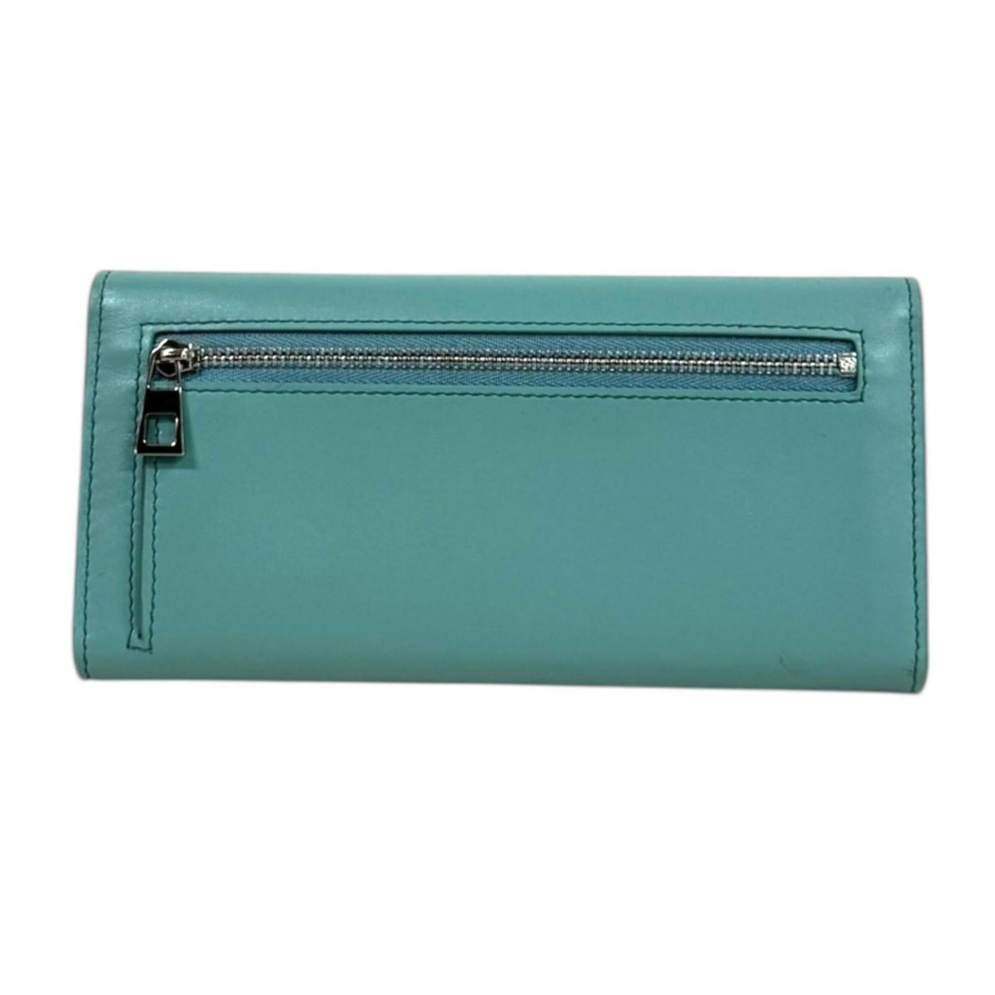 Loewe Blue Green Leather Long Wallet (Tri-Fold) (Pre-Owned)